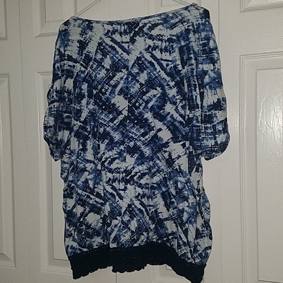 Women's Blues Off Shoulder Slit Sleeve Blouse - Picture 7 of 7